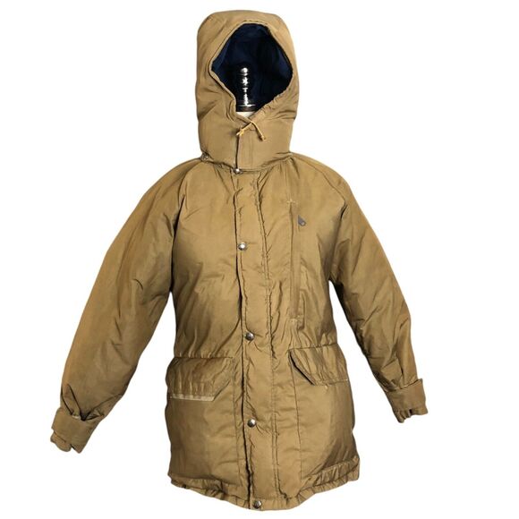 North Face Puffer Coat Beige Removable Hood Zipper Snap Insulated Parka XS - Picture 1 of 16